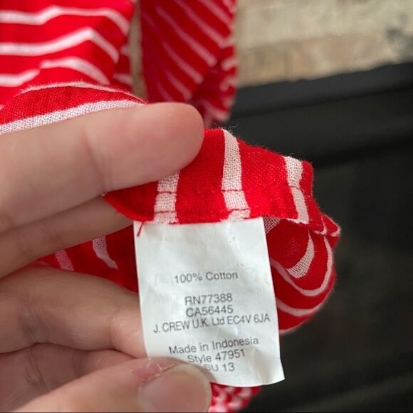 J. Crew Stripe Red White Gauze Blouse Top XXS NWOT - Picture 3 of 3